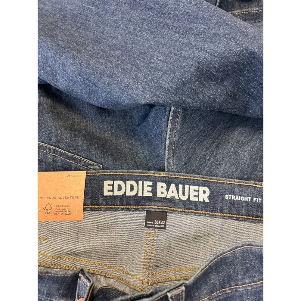 Eddie Bauer Men's Dark Wash Straight Fit Denim Jeans - 36x30